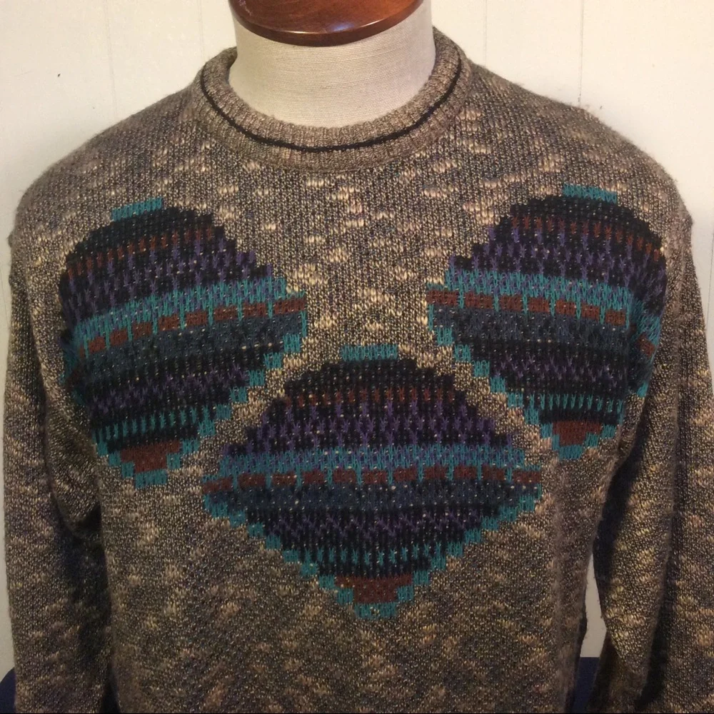 London Fog Vintage Aztec southwestern design Men’s sweater size large